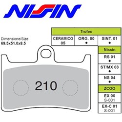NISSIN BRAKE PADS 2P-210 ST SINT2P-303 (FA380 / FDB605 / SDP418) # [ONC01] #