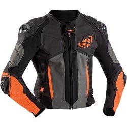 IXON VENDETTA EVO LEATHER JKT BLK/ANTH/ORG (LG) [ONC01]