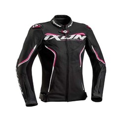 IXON TRINITY LADY LEATHER JKT BLK/WHT/FUS (XL) [ONC01]