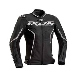 IXON TRINITY LADY LEATHER JKT BLK/WHT/GRY (LG) [ONC01]