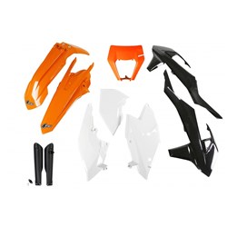 /UFO KTM FULL PLASTICS KITS WITH H/LIGHT SHROUD EXC 18 OEM (WAS KTKIT523E999W)