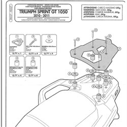 GIVI SPECIFIC REAR RACK - TRIUMPH SPRINT GT 1050 10- (NEEDS PLATE)  [ONC01] #