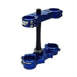 SCAR TRIPLE CLAMPS YAMAHA YZ125 15-25 YZ125X 20-25 FAN XX125 21-25 (25MM OFFSET) BLU