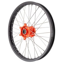 XTECH KTM 65SX 12-23 1.60x14 FRONT BLK RIM/ORG HUB/SLV SPK #