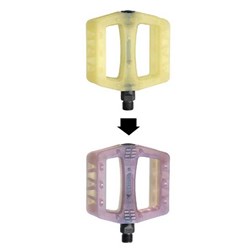 X-TECH PEDAL BMX PLASTIC 9/16 INCH UV YELLOW - BROWN (2K) # [ONC01]